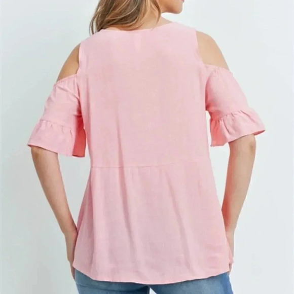 Pink Top Tunic Cold Shoulder - Picture 5 of 6